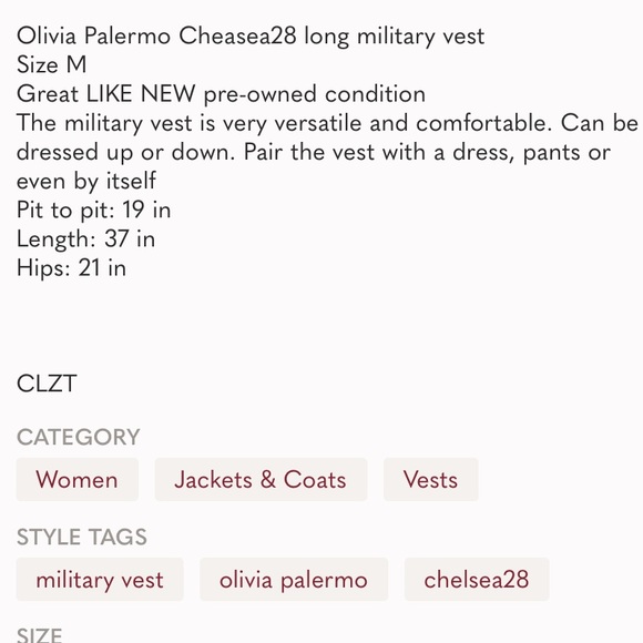 Olivia Palermo Chelsea28 Long Military Olive Green Vest Dress Medium - Picture 10 of 10